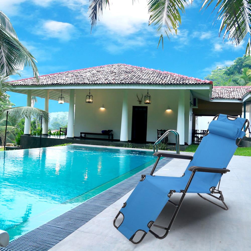Ktaxon Folding Lounge Chaise Recliner Portable Beach Pool Chair 1
