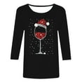 thumbnail image 4 of Women's Christmas 3/4 Sleeve Tops Tshirts Ladies Casual Print Crewneck Santa Xmas Tees Blouses, 4 of 5