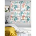 thumbnail image 4 of Teal Red Coastal Sheer Curtains 63 Inches Length 2 Panels Set, Window Curtains for Living Room/Bedroom, Beach Nautical Sea Turtle Coral Starfish Vintage Light Filter Rod Pocket Curtain 52''x63''x2, 4 of 8
