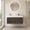 Dark Oak / Carrara White, variant on 24” Floating Bathroom Vanity with Sink, Wall-Mounted Cabinet with Doors, Gray Travertine Sintered Stone Top, Undermount Basin, 3-Hole Faucet, Soft-Close, Pre-Assembled, Light Brown