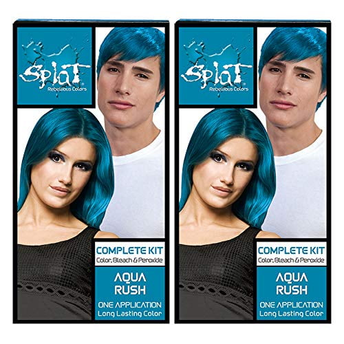 Splat Aqua Rush Original Complete Blue Hair Dye Kit 2 Pack Semi Permanent Long Lasting Vegan And Cruelty Free Walmart Com Walmart Com