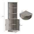 thumbnail image 6 of HARIPUL Corner Cabinet, 5-Tier Farmhouse Corner Storage Cabinet w/ Doors, 63”Tall Corner Cabinet for Small Space, Wooden Corner Cabinet Organizer for Bathroom, Kitchen, Living Room, Gray, 6 of 7