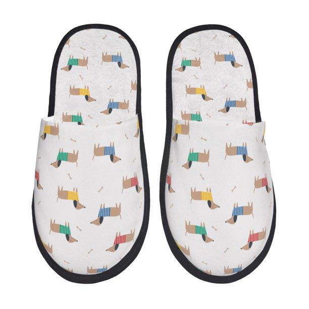 Fotbe Dachshund Dog Puppy Pantuflas Peludas para Mujer con Estampado, Zapatillas de Peluche, Zapatos de Invierno para Casa, Uso Interior y Exterior-Medium