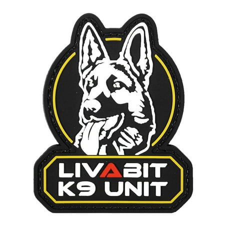 LIVABIT PVC Rubber 3D Morale Patch MP-31 Tactical Airsoft Paintball K9 Unit Canine German Sheppard