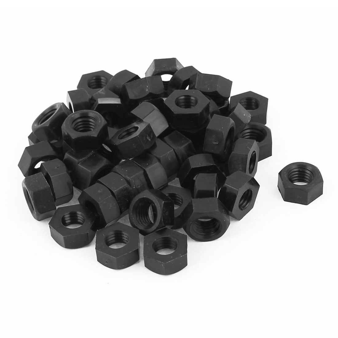 Metric M8 Thread Nylon Insert Lock Screw Fastener Hexagon Hex Nuts Black 50pcs 