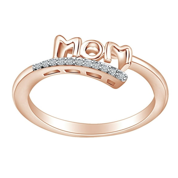 AFFY Mother's Day Jewelry Gifts Round Shape White Cubic Zirconia Bypass Mom Promise Ring In 14k Rose Gold Over Sterling Silver Ring Size-5