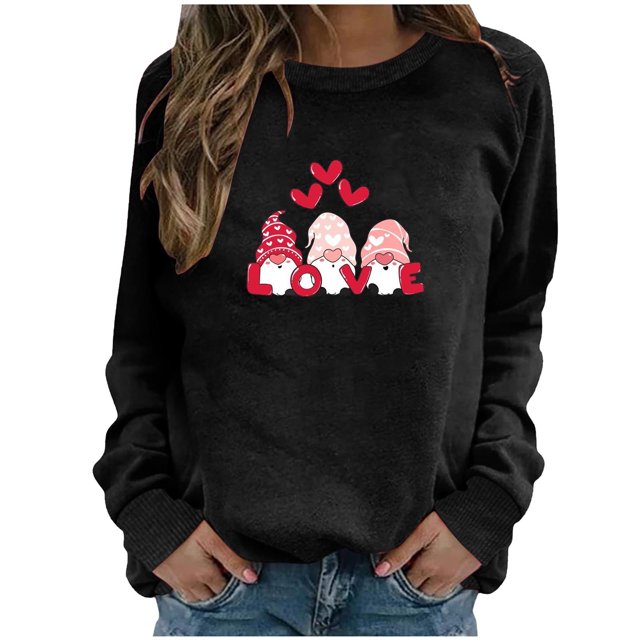 CEHVOM Womens Summer Shirts Round-Neck Long Sleeve Tops Printed Regular Blouse Clearance