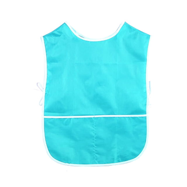 Kids Painting Aprons Cute Fast-drying Toddler Paint Smock Anti-Odor Dustcoat Washable Drop Cloth Community Hand Painting Light Blue