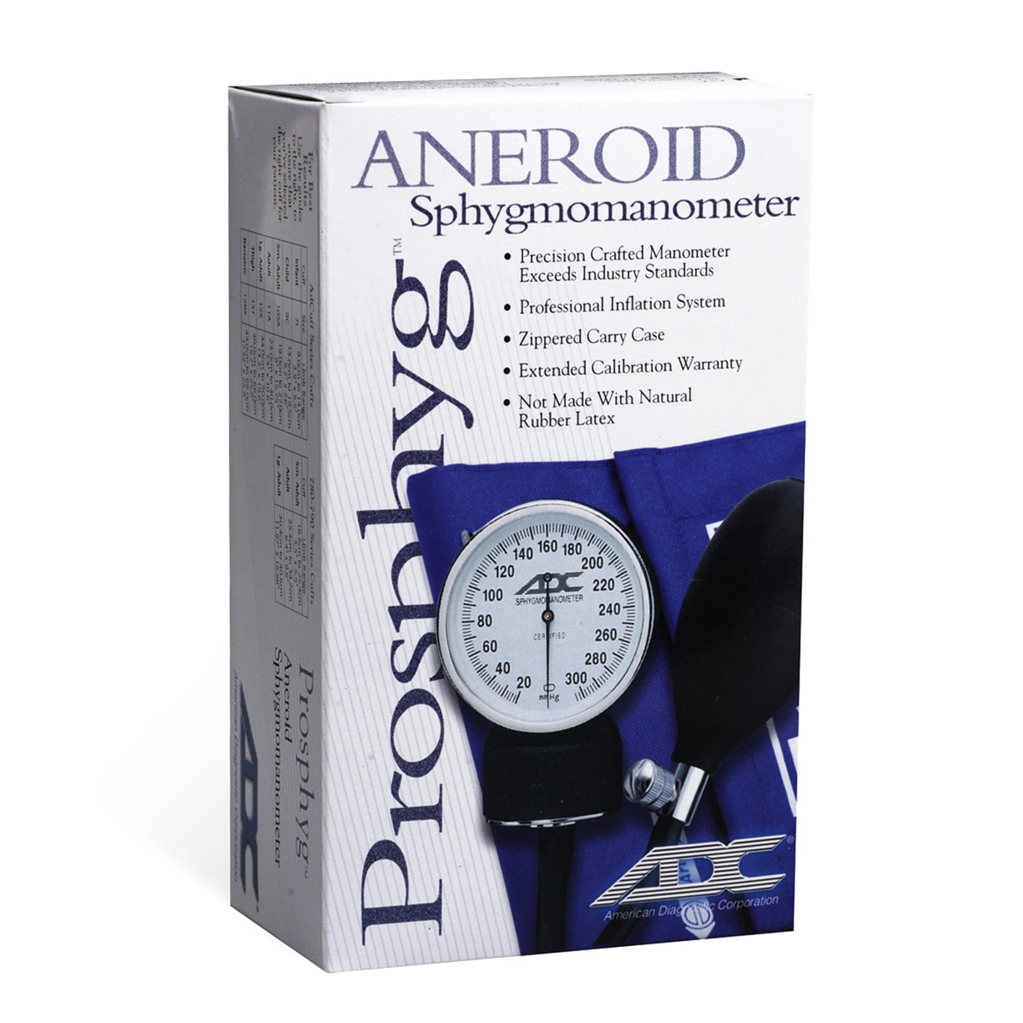 ADC Thigh Cuff Thigh Aneroid Sphygmomanometer Unit 2-Tubes Black 1 Each