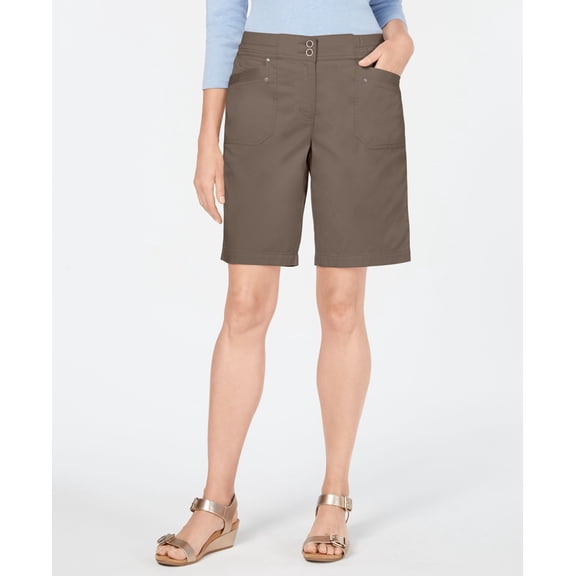 Karen Scott Knit Waistband Bermuda Shorts Brass Iron 8