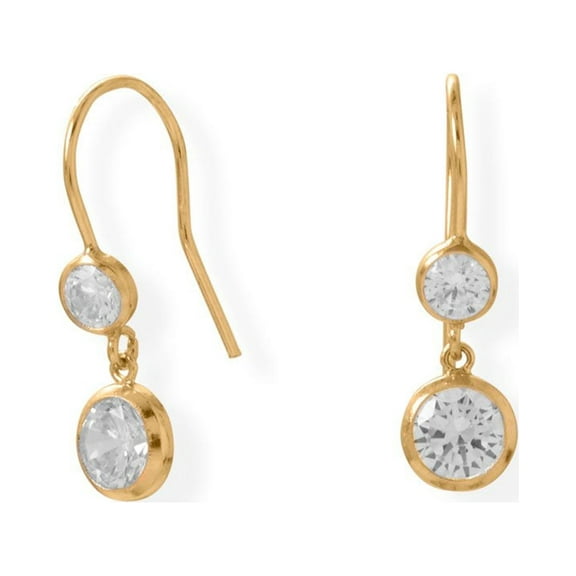 Precious Stars Gold-Filled Cubic Zirconia Drop French Wire Earrings