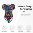 thumbnail image 4 of Balery Neon Graffiti Urban Art Body de cuello redondo de manga corta para mujer Tops de manga corta Tops básicos-Large, 4 of 7
