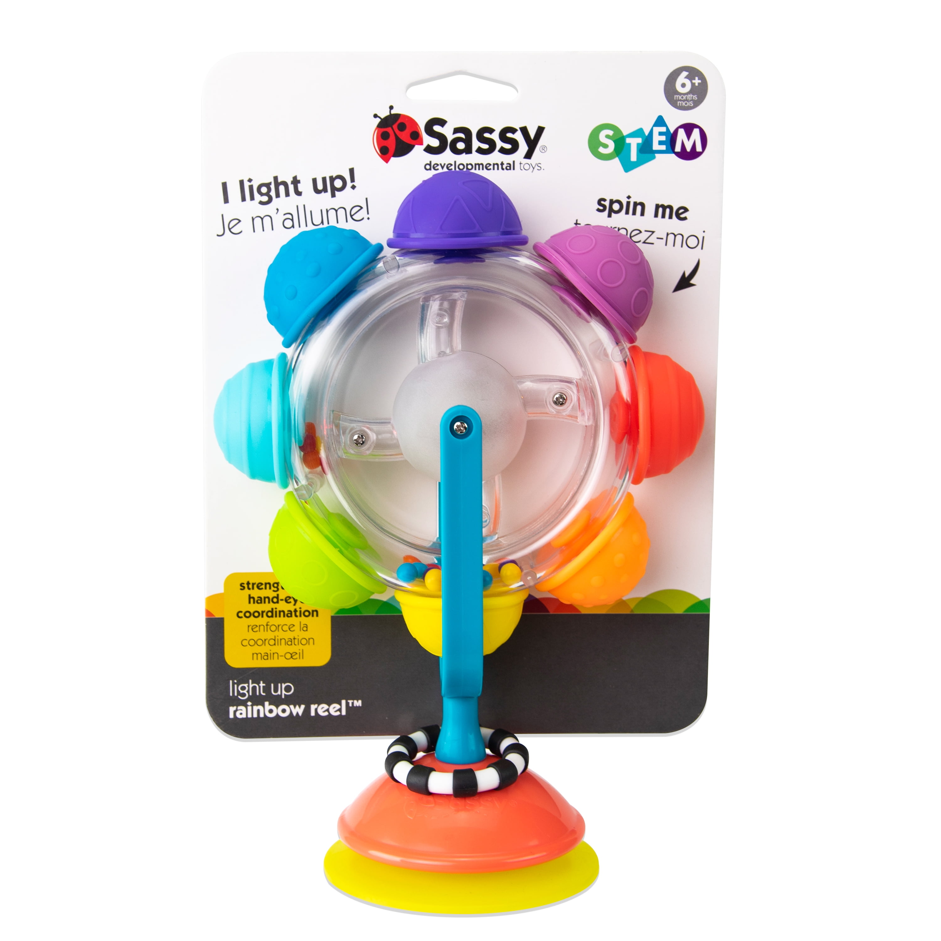 Sassy Light Up Rainbow Reel Spinning Developmental Suction Cup Baby High Chair Tray Toy 6 Months Walmart Com