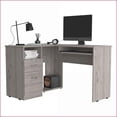 thumbnail image 3 of Desks, L-Shaped with Left Return, Retractable Keyboard Tray, Two Drawers, Open Shelf | Light Gray | Particle Board, 3 of 6