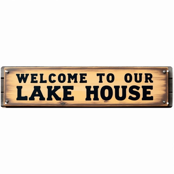 "Welcome to Our Lake House" Tin Sign - 16x4 Inches Beachy Decor for Wall, Suitable for Lake House, Patio, Porch | beach house decor, outdoor sign, porch sign