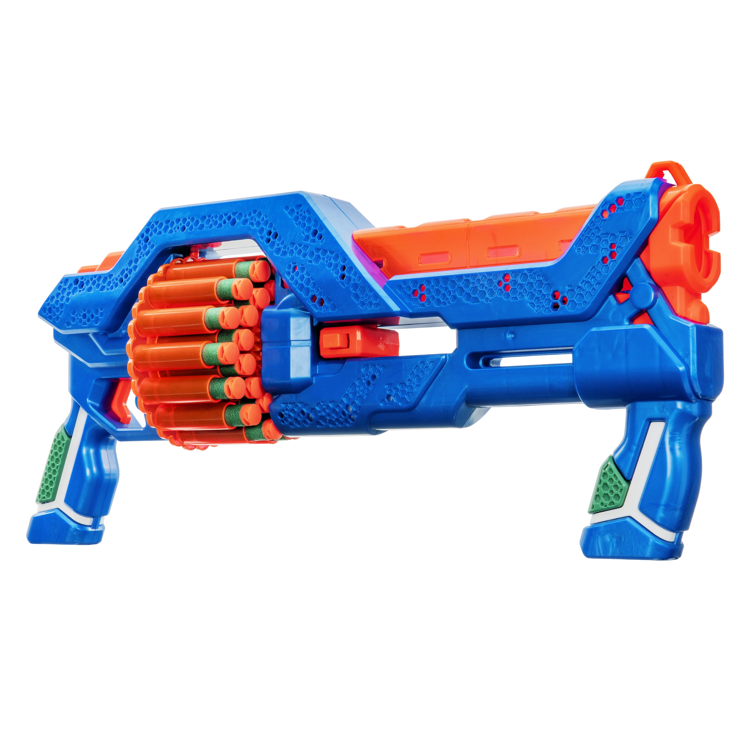 Air Warriors Mayhem Outrage 30-Dart Drum Pump Action Dart Blaster with 30 Accu-Blast™ Darts, Shoots Up to 80 Ft, Ages 6+