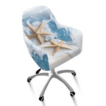 ZIATUBLES Starfish Print Curved Back Chair Cover Anti Wrinkle Polyester Universal Armchair Slipcover, Stretchable Accent Chair Slipcover Fits Office Dining and Living Room