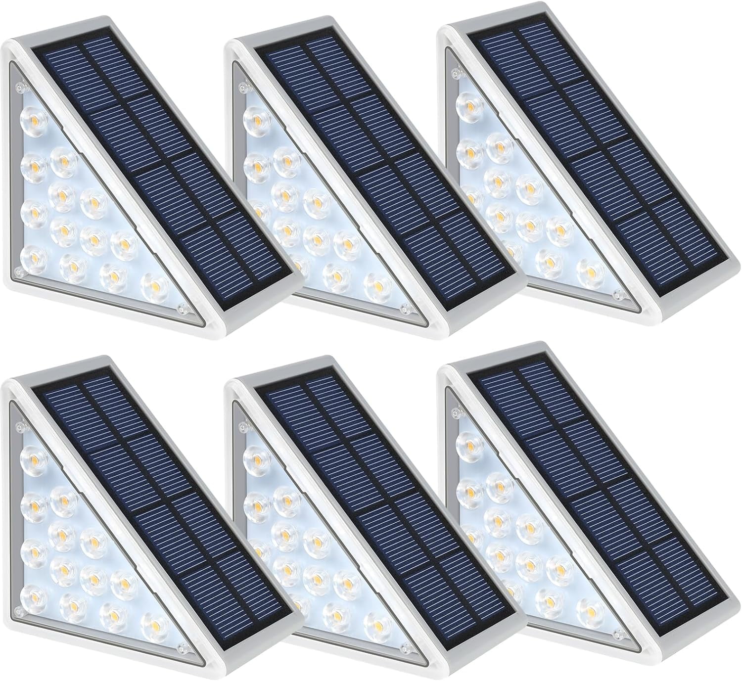 LED Solar Step Lights Waterproof Outdoor Stair Lights, Solar Deck Lights Outdoor Decor IP67 Solar Decoration Lights for Yard, Patio, Garden, Walkways, Front Door, Pathway, Driveway, Porch 6 Pack