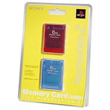 Used Sony OEM Memory Card 8MB 2 Pack Red / Blue For PlayStation 2 PS2