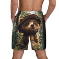 thumbnail image 2 of Lsque Mens Swim Trunks Jungle Hat Bear Pattern - Bathing Suit Compression Liner - Beach Swim Shorts Swimwear - (S-3XL) - Stretch Quick Dry -Medium, 2 of 9
