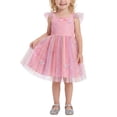 thumbnail image 3 of IBTOM CASTLE Toddler Flower Girl Dress, Flutter Sleeve Floral Embroidery Smocked Tulle Tutu Princess Dresses for Birthday Wedding Pink, 3 of 7