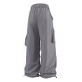 thumbnail image 6 of vigerkar Women Parachute Pants Loose Lightweight Drawstring Waist Hop Cargo Pants (Light Gray, M), 6 of 6
