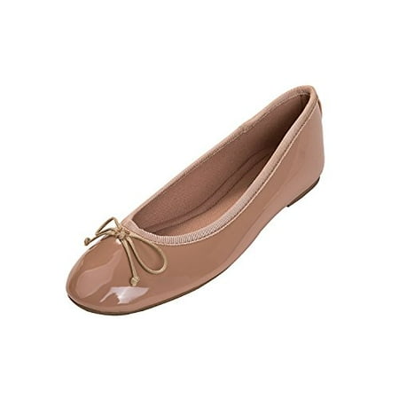 

Feversole Women s Macaroon Colorful Memory Foam Cushion Insock Patent Ballet Flat Nude 8 M US