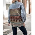 thumbnail image 4 of NANAHuang Western Jean Jacket for Womens Aztec Ethnic Denim Jacket Distressed Lapel Long Sleeve Button Down Shacket Coat, 4 of 6