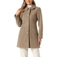 thumbnail image 1 of Abrigo de invierno de longitud media con cuello de solapa y un solo botón para mujer Inspire Chic, color beige oscuro, talla M, 1 of 6