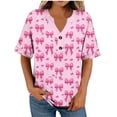 thumbnail image 3 of ATENAR Womens Shirts Loose Summer Tops for Women Short Sleeve Tee Pink L, 3 of 6