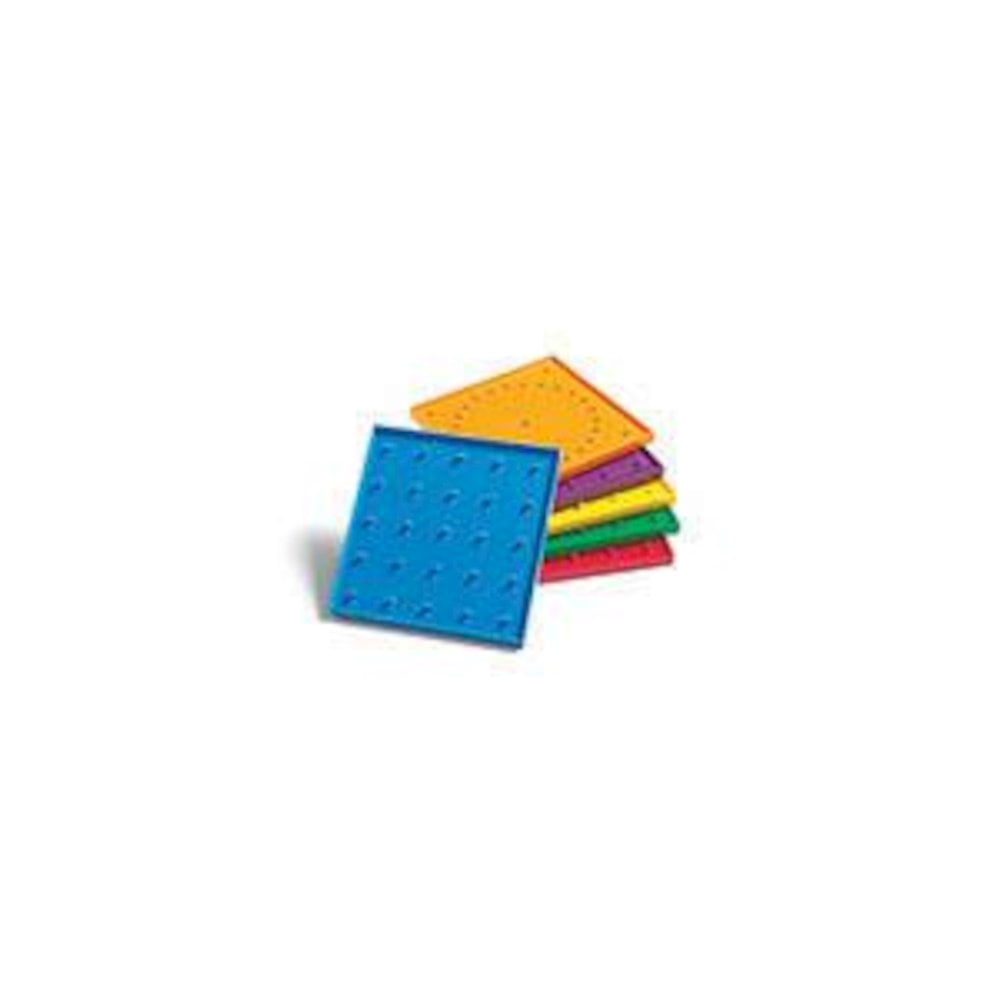 Edx Education Double-Sided Geoboards - 5 x 5 Grid/24 Pin Circular Array - Set of 6 - Includes Rubber Bands - Ages 5+