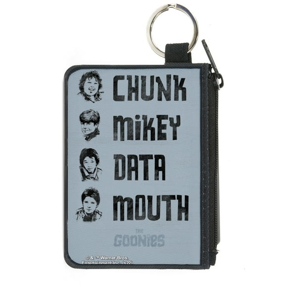 Warner Bros. Horror Movies Wallet, Coin Purse, The Goonies Chunk Mikey Data Mouth Poses Periwinkle Black, Canvas