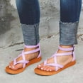 thumbnail image 4 of Summer Women Flat Open Toe Breathable Sandals Buckle Strap Solid Color Shoes, 4 of 6