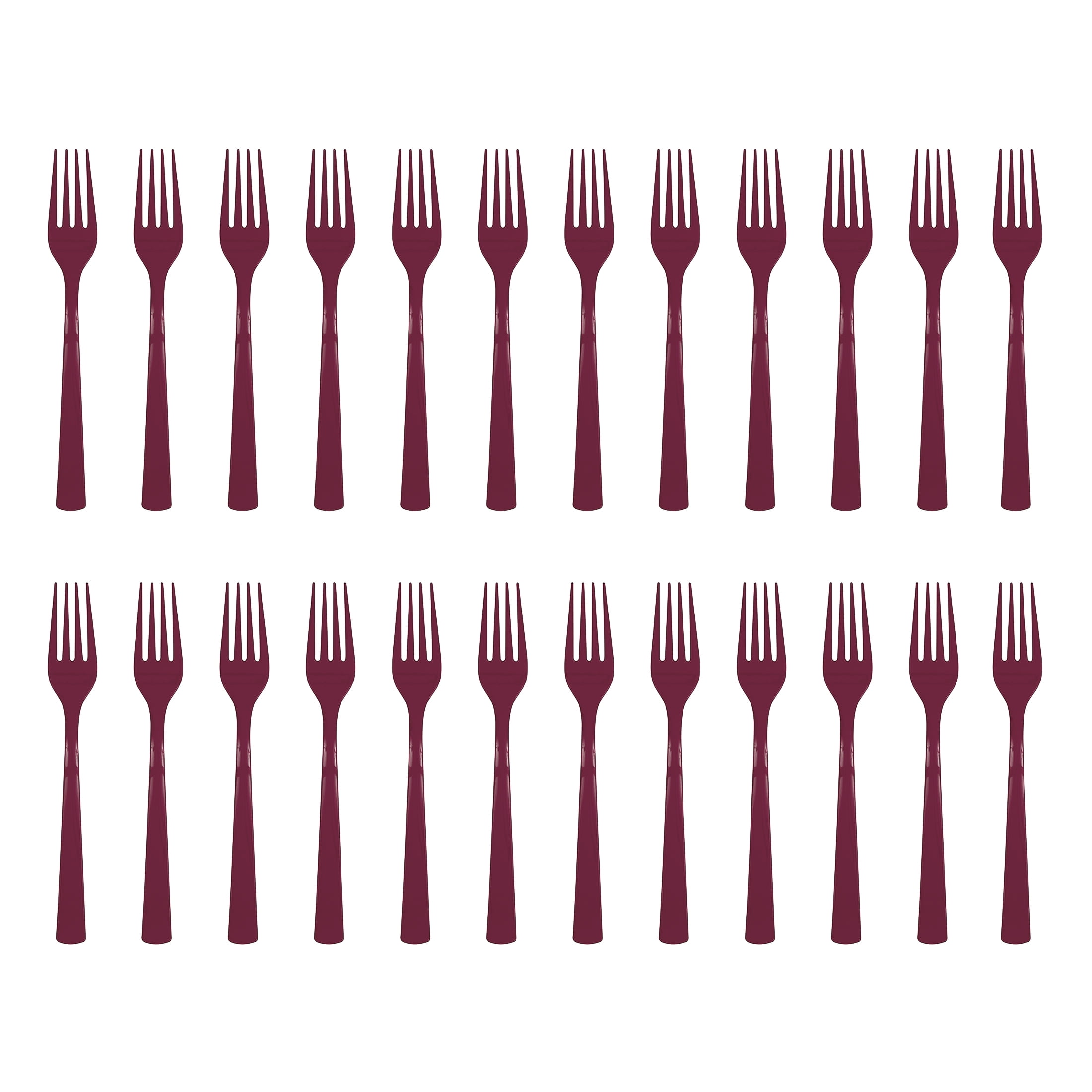 Plastic Disposable Forks, Burgundy, 24 Pieces, by Way To Celebrate
