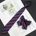 thumbnail image 3 of Corbata masculina con cuello de flores para estudiantes femeninas, a juego con uniforme universitario, estilo a rayas, a cuadros, con cremallera y lazo sin nudos, 3 of 5