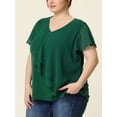 thumbnail image 2 of Blusas Con Volantes En Capas Y Cuello En V De ManCorPaMujer De TalGrande Verde 4XL, 2 of 5