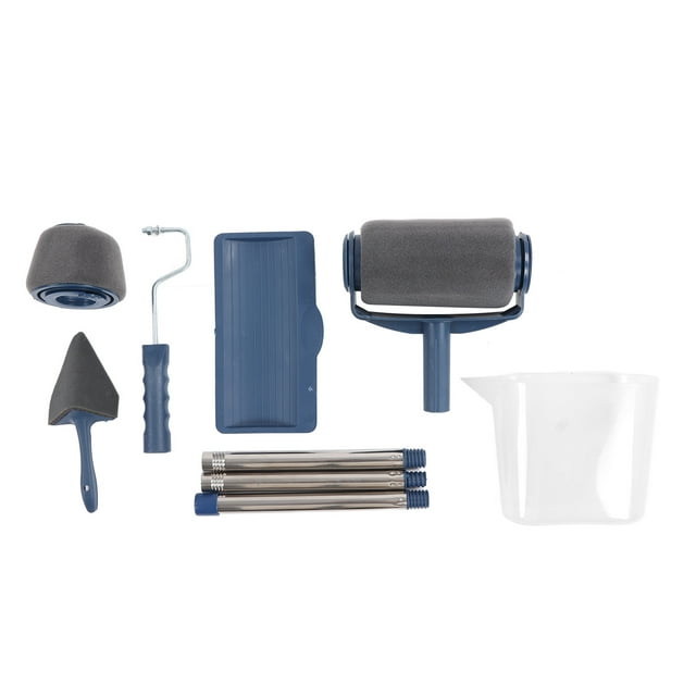 Roller Paint Brush Kit,6 in 1 Seamless Stainless Steel Paint Roller Set Plastic Paint Roller Tray Set High-Precision Functionality