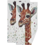 Bestwell Giraffe Soft Hand Towels, set of 2 Absorbent Bath Towel Decorative Fingertip Towels for Bathroom Gym Spa Hotel Beach Swimming Pool,14.4" x 28.3"