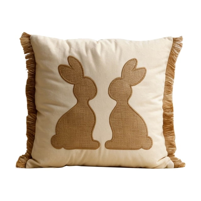 Easter Embroidery Decorative Pillow Cover Farmhouse Holiday for Spring Home