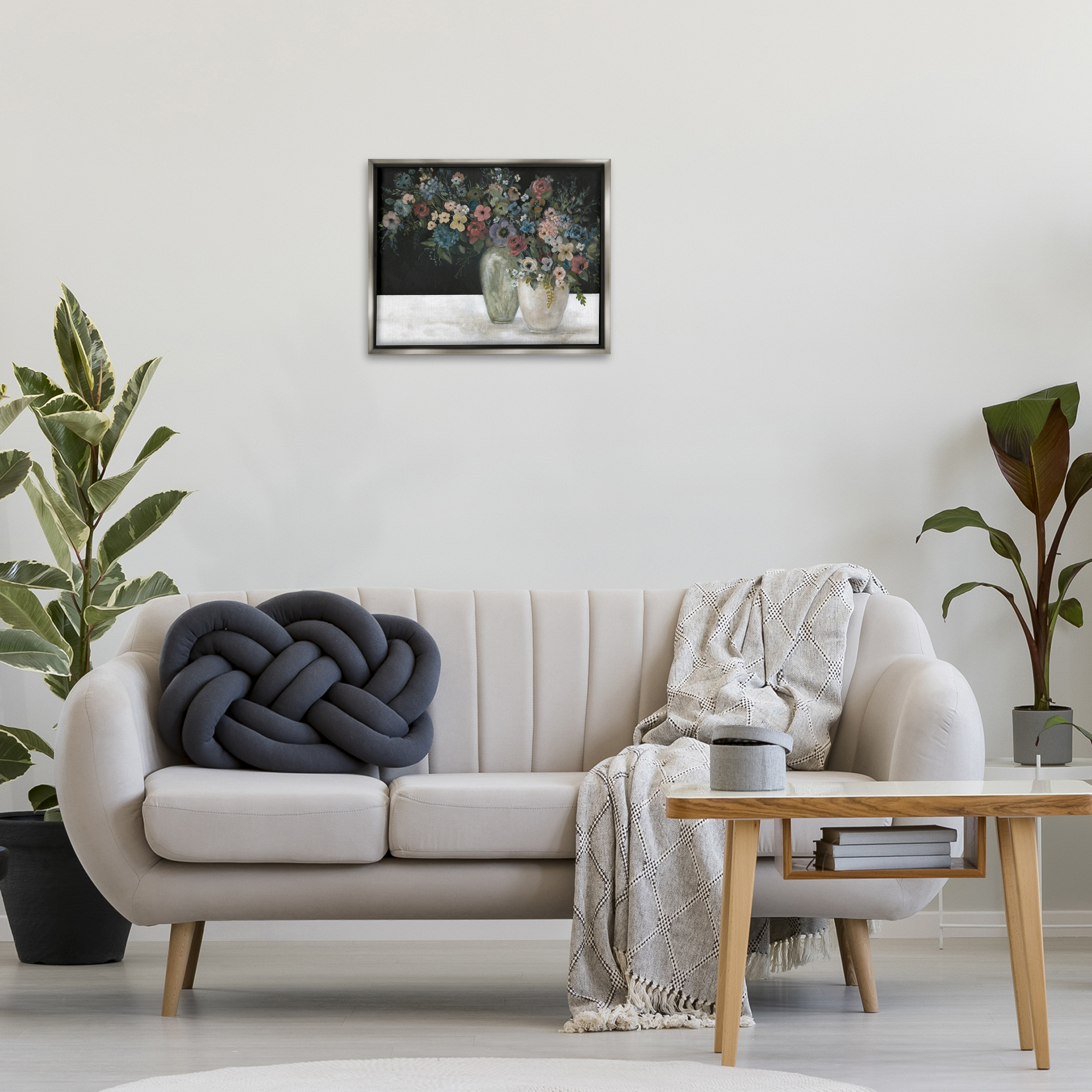 Stupell Industries Vintage Assorted Bouquets Botanical & Floral Painting Gray Floater Framed Art Print Wall Art, 21 x 17