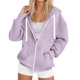 thumbnail image 2 of GEWSEY Women's Full Zip Up Hoodie Long Sleeve Hooded Sweatshirts Pockets Jacket Coat for Women (Light Purple, XL), 2 of 7