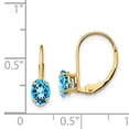 thumbnail image 5 of 14K Yellow Gold 6x4mm Oval Blue Topaz Leverback Dangle Earrings, 5 of 5