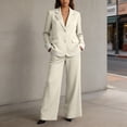 thumbnail image 5 of Purcolt Womens 2 Piece Pant Suit Elegant Casual Lapel Long Sleeve Blazer High Waist Wide Leg Trousers Formal Business Work Office Matching Set, 5 of 9
