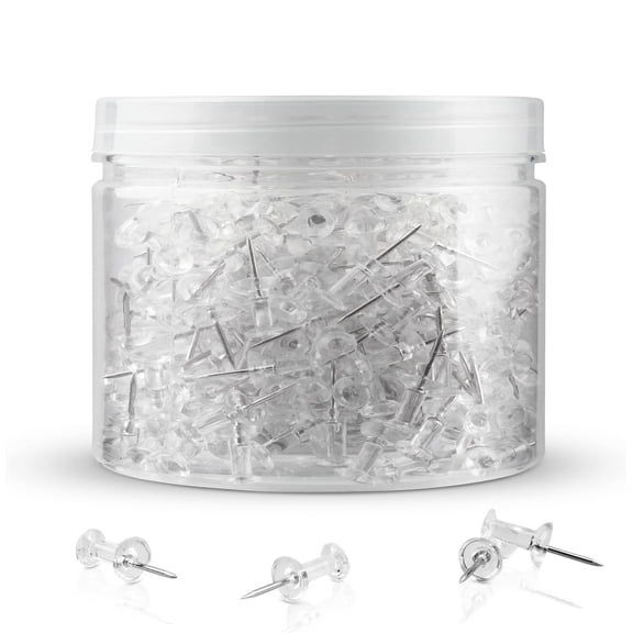 Vruelia 1000Pcs Clear Push Pins, Thumb Tack for Wall, Clear Poster Pins for Wall Hangings, Cork Board