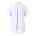thumbnail image 6 of RQYYD Womens Button Down Shirts Summer V Neck Short Sleeve Blouses Loose Collared Shirt Casual Formal Work Office Tops with Pocket(White,S), 6 of 7