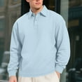 thumbnail image 2 of VSSSJ Men's Knit Golf Shirts Loose Long Sleeve Button Up Pullover Sweater Lightweight Fashion Textured Casual Collared Tops Light Blue S, 2 of 9