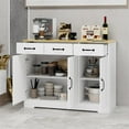 thumbnail image 7 of Farmhouse Kitchen Sideboard Buffet Cabinet, 3-Doors 3-Drawers Farmhouse Storage Cabinet with Adjustable Shelves, White, 7 of 7