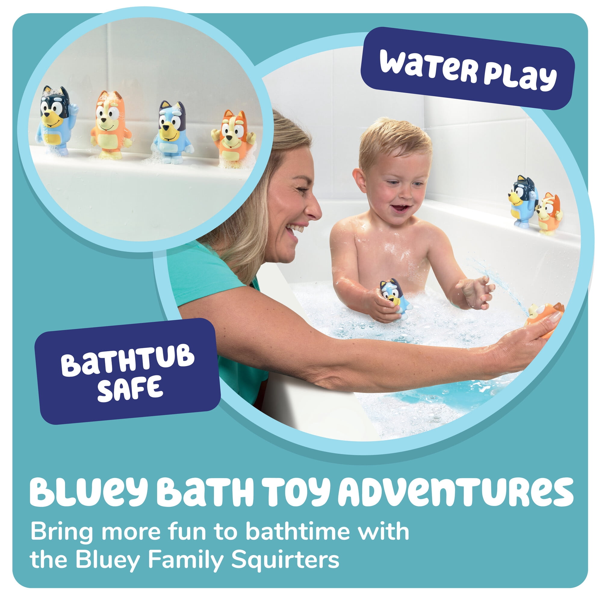 TOMY Toomies Bluey Family Bath Squirters – Toddler Water Toys, 18 months and up