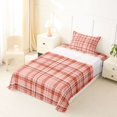 thumbnail image 3 of Castle Fairy Vintage Terracotta Tartan Twin Sheets 3pcs,Geometric Woven Line Bedding,Rust Pink White,1 Flat Sheet, 1 Fitted Sheet and 1 Pillowcase, 3 of 7