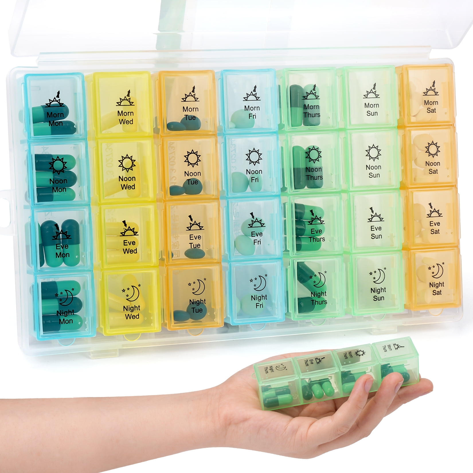 HomeX Portable Squeeze Open Pill Pouch. Set of 3 Colors. Red, White